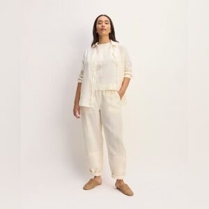 Everlane The Linen Pull-On Barrel Pant in the color Bone Size XL NWT